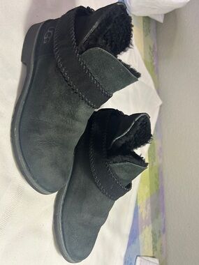 UGG Black Suede Shearling Ankle Booties